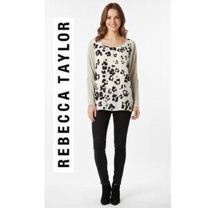 Designer! - REBECCA TAYLOR, 100% silk long sleeve animal print t-shirt